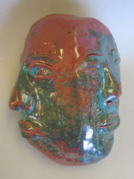 Copper and Green Lustre Faces