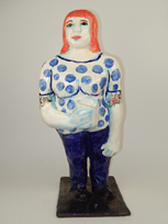 Woman With Orang Hair/Polka Dots